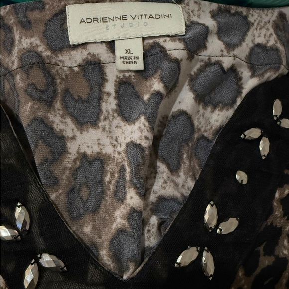 Adrienne Vittadini Leopard Print Tunic Blouse Womens Size XL - Picture 5 of 5